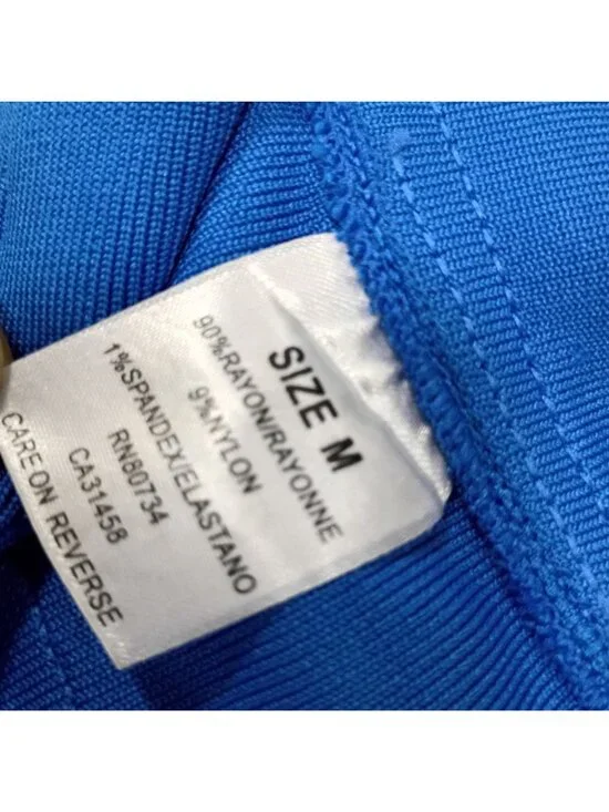 Maketina Mermaid Dress Women's M Blue Spaghetti Strap V-Neck Midi Cocktail Banda - Picture 6 of 9